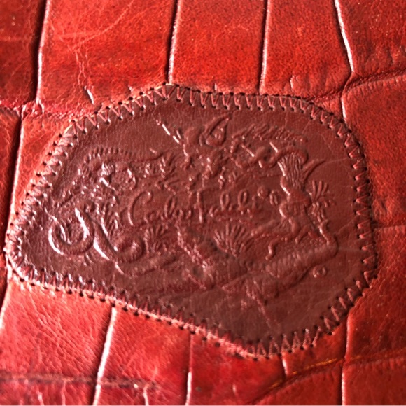 VINTAGE CARLOS FALCHI CROC 🐊 EMBOSSED LEATHER SHOULDER BAG - Picture 5 of 15